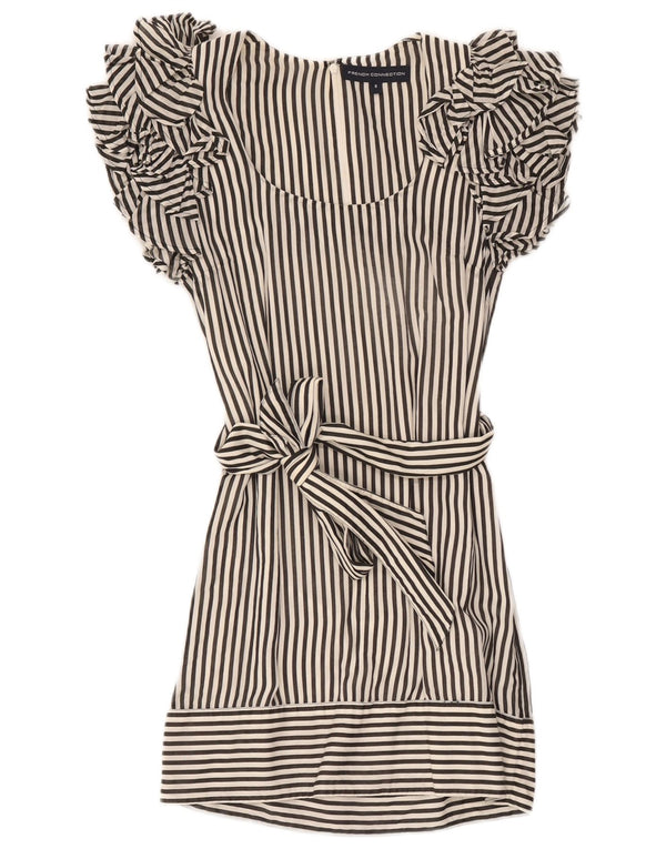 Abito tunica da donna French Connection UK 8 piccolo cotone a righe nere