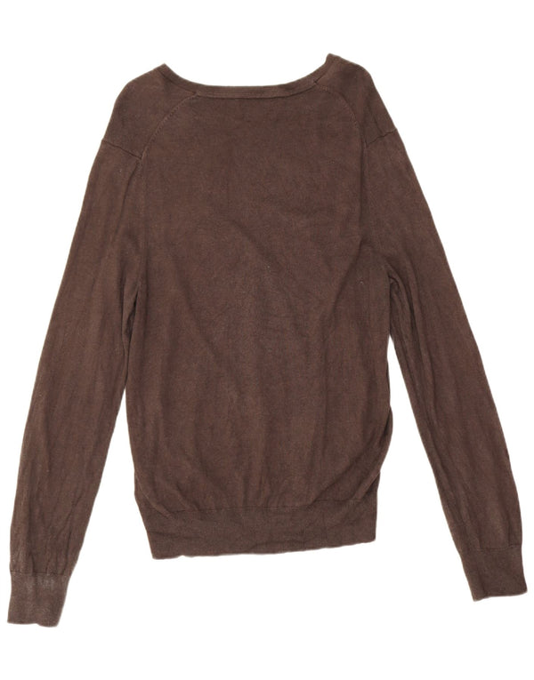 Maglione da uomo con scollo a V Banana Republic in seta marrone medio