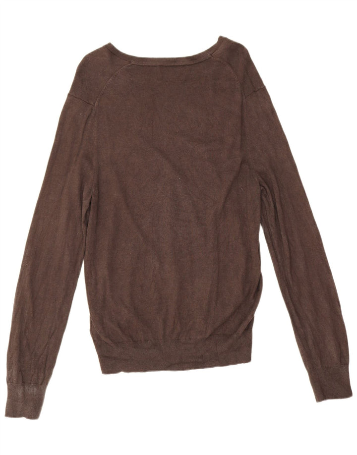 Maglione da uomo con scollo a V Banana Republic in seta marrone medio