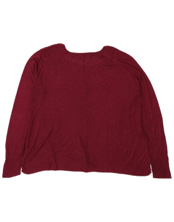 Maglione maglione con scollo a barca da donna Zara UK 18 XL viscosa bordeaux