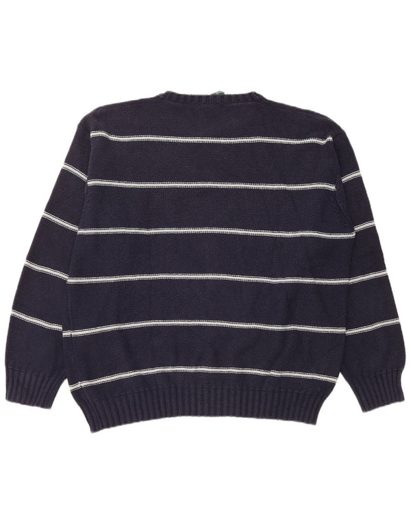 Maglione maglione girocollo da uomo Henry Cottons XL in cotone a righe blu navy