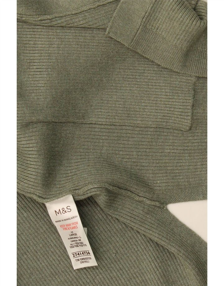 Maglione cardigan aperto oversize da donna Marks & Spencer UK 16 grande kaki
