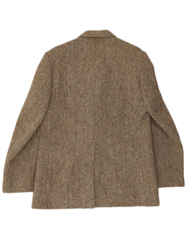 Giacca blazer a 3 bottoni da uomo Harris Tweed UK 38 Verde medio a spina di pesce