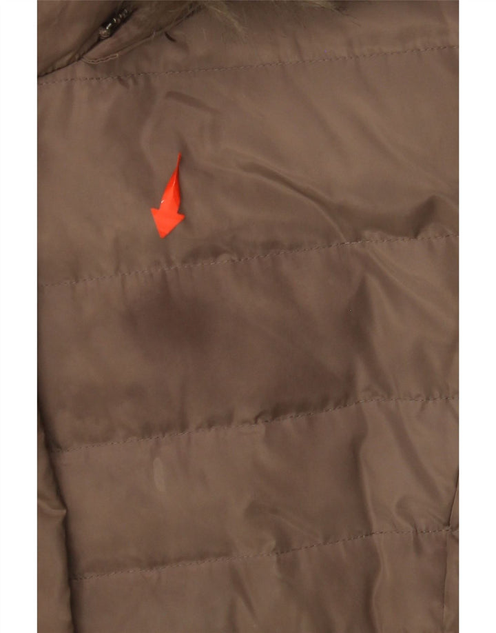 ARMANI JEANS Piumino Donna con Cappuccio IT 40 Small Marrone Poliestere