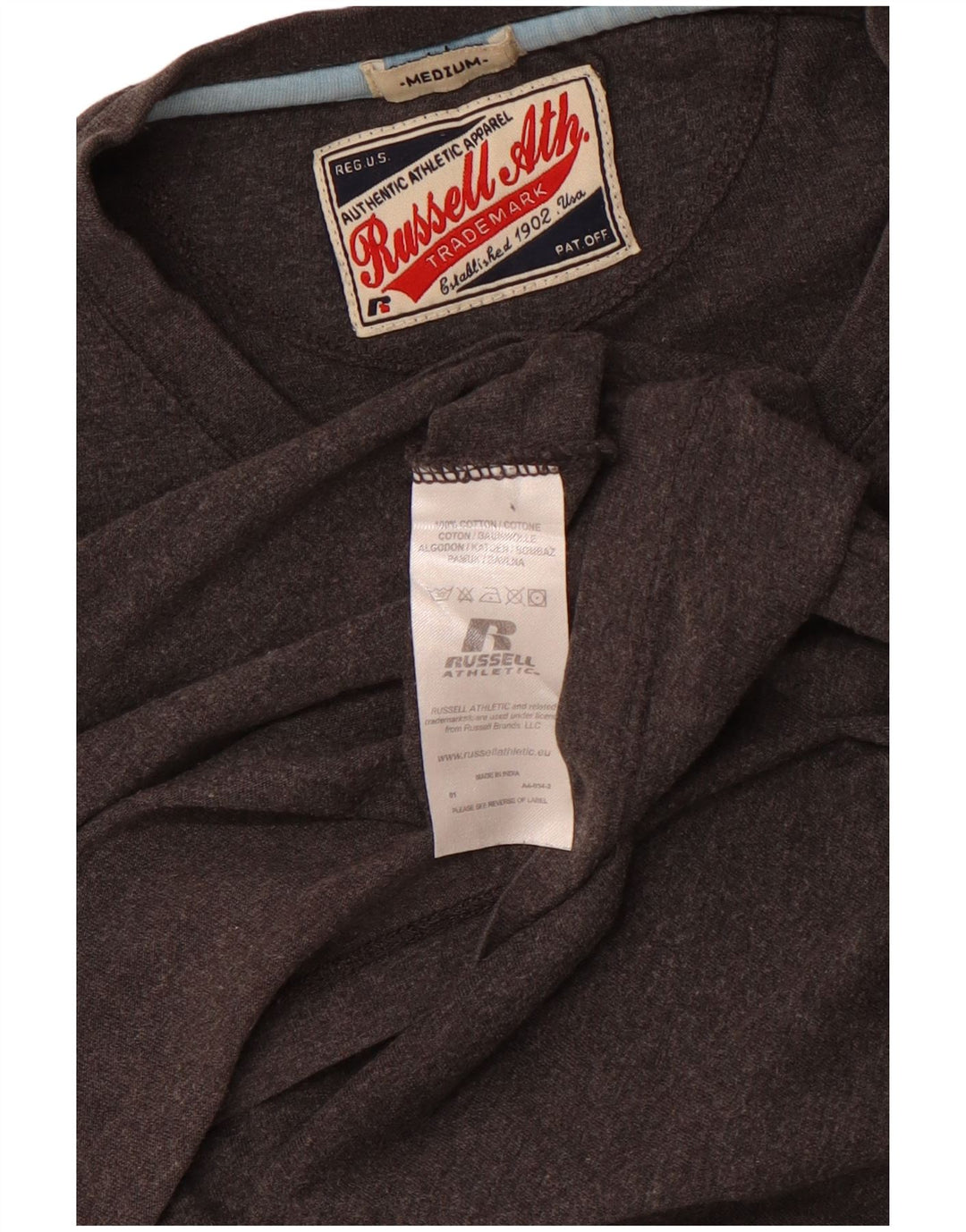 T-shirt grafica da uomo RUSSELL ATHLETIC in cotone grigio medio