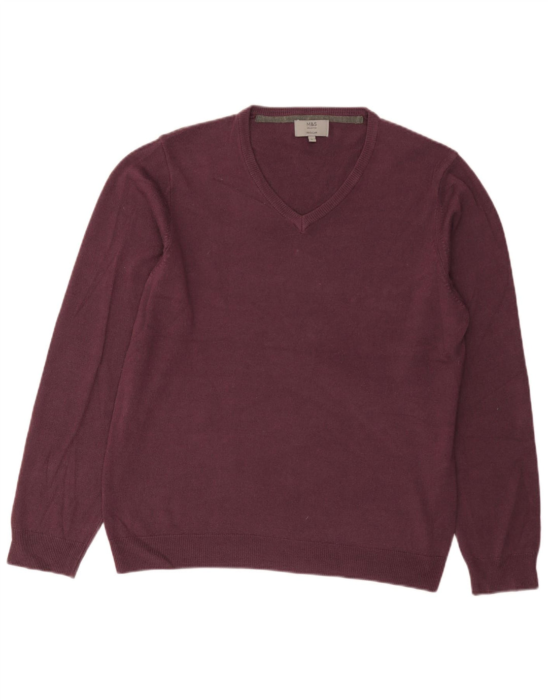 Maglione da uomo Marks & Spencer vestibilità regolare con scollo a V grande acrilico viola