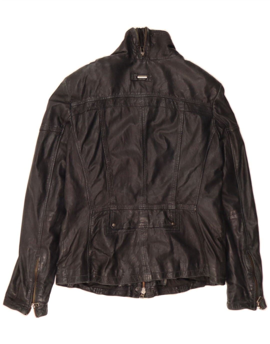 MILESTONE Womens Leather Jacket IT 48 XL Black Leather Vintage Milestone and Second-Hand Milestone from Messina Hembry 
