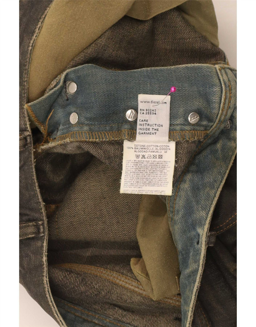 Jeans dritti da uomo Diesel W31 L36 cotone kaki