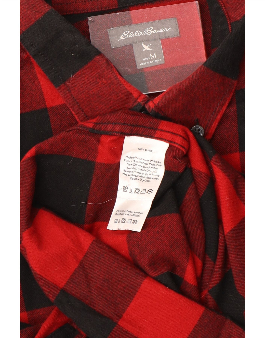 Eddie Bauer Camicia da uomo in flanella dal taglio classico, cotone a quadri rosso medio
