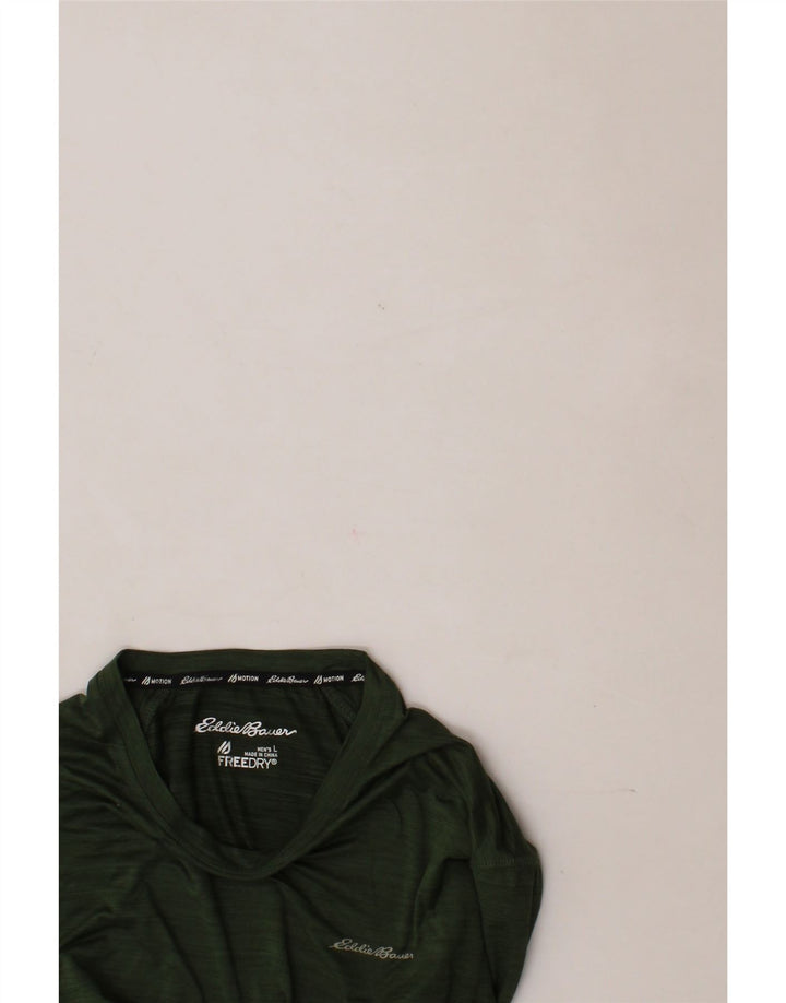 EDDIE BAUER Mens T-Shirt Top Large Green Polyester Vintage Eddie Bauer and Second-Hand Eddie Bauer from Messina Hembry 