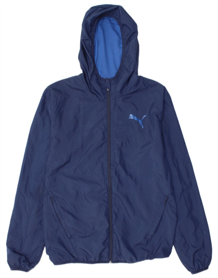 Giacca antipioggia da uomo con cappuccio grafico Puma UK 34 XS poliestere blu navy