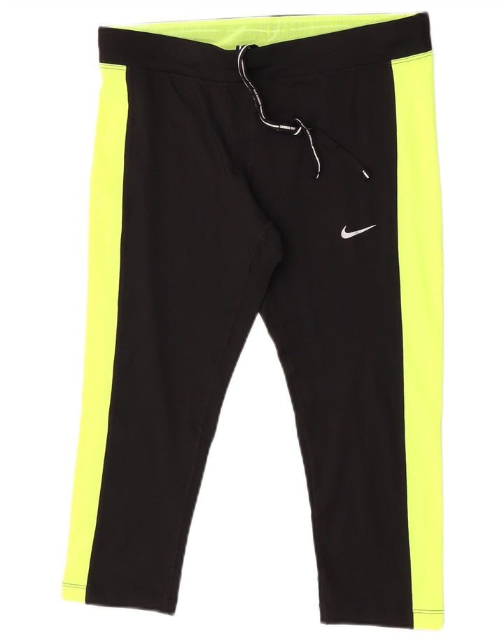 Pantaloni della tuta Nike Dri Fit Capri da donna UK 14 Medium Black Colourblock