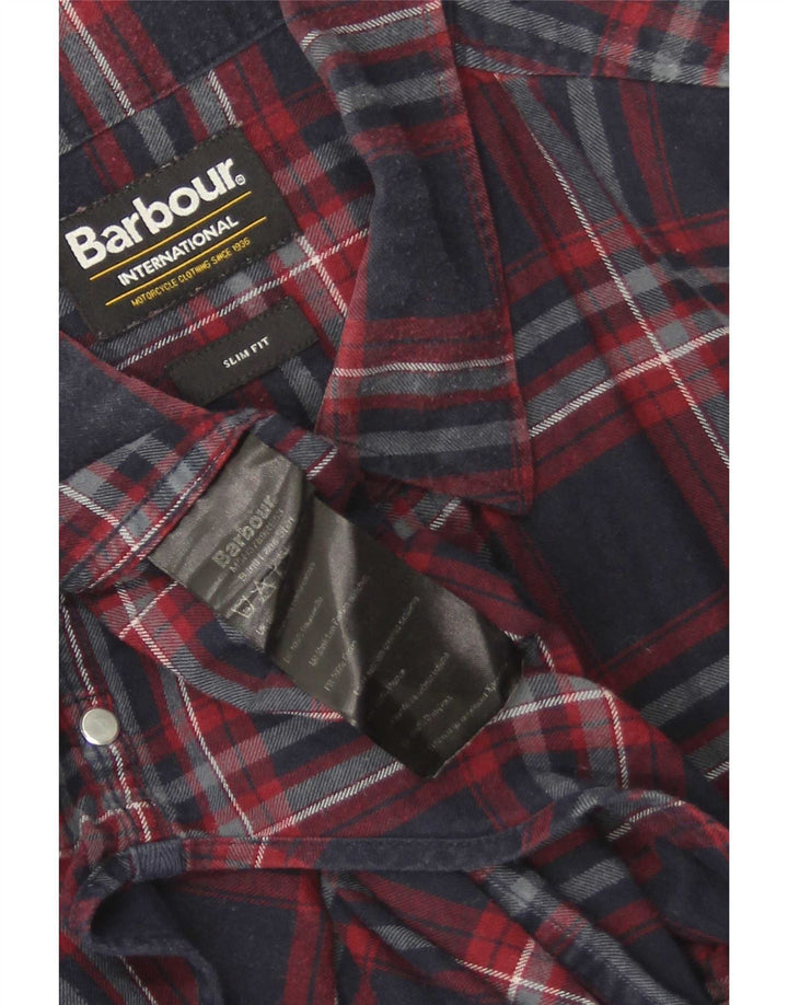 Camicia Barbour da uomo in flanella slim fit, cotone a quadri blu navy di grandi dimensioni
