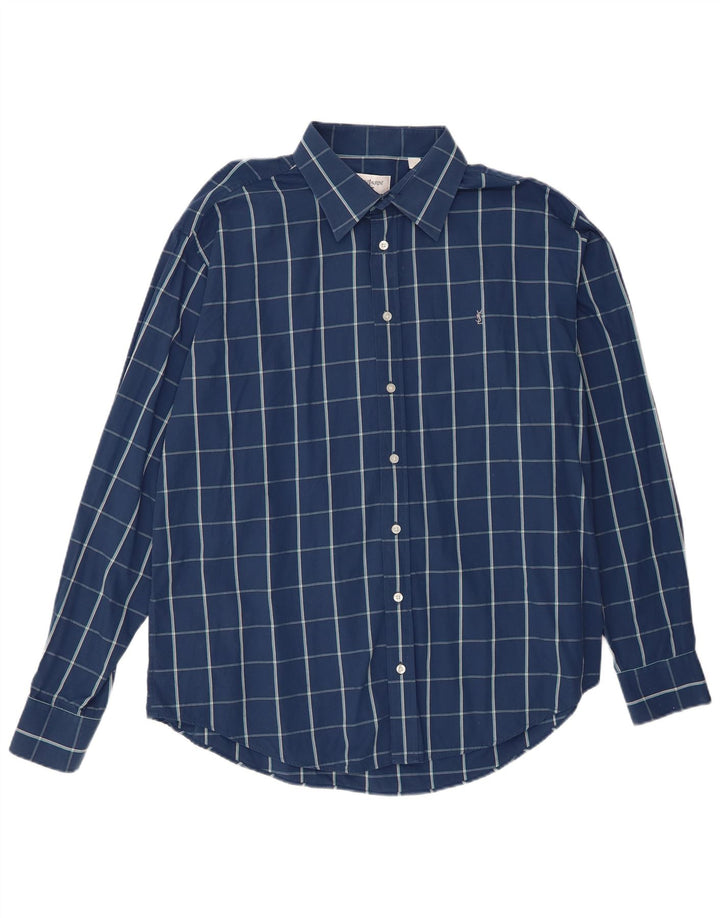 Camicia da uomo Yves Saint Laurent XL in cotone a quadri blu