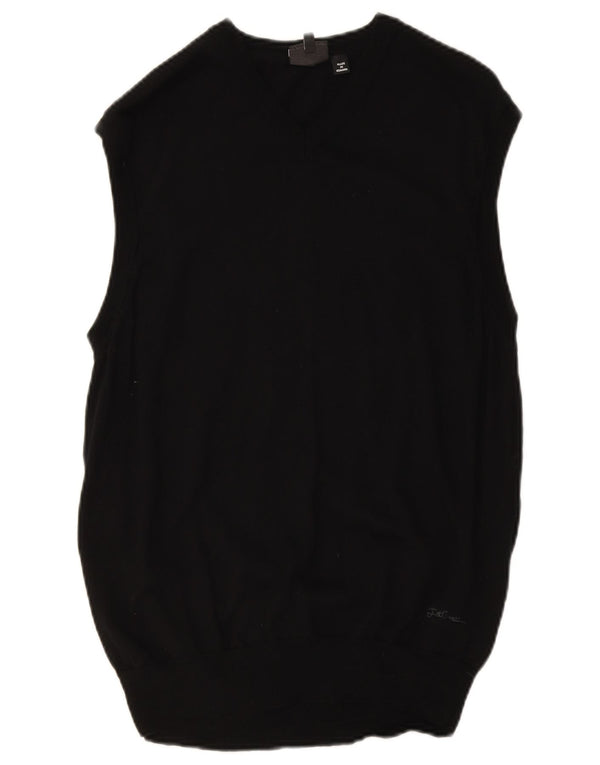 JUST CAVALLI Womens Longline Vest Tank Top UK 18 XL Black Wool
