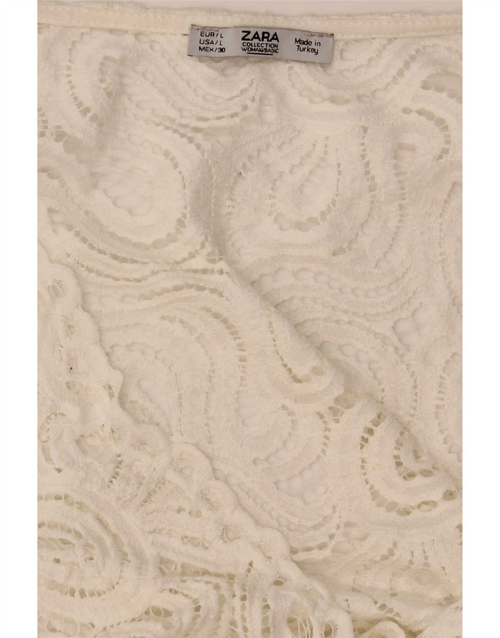Top corto in pizzo da donna Zara UK 16 grande bianco
