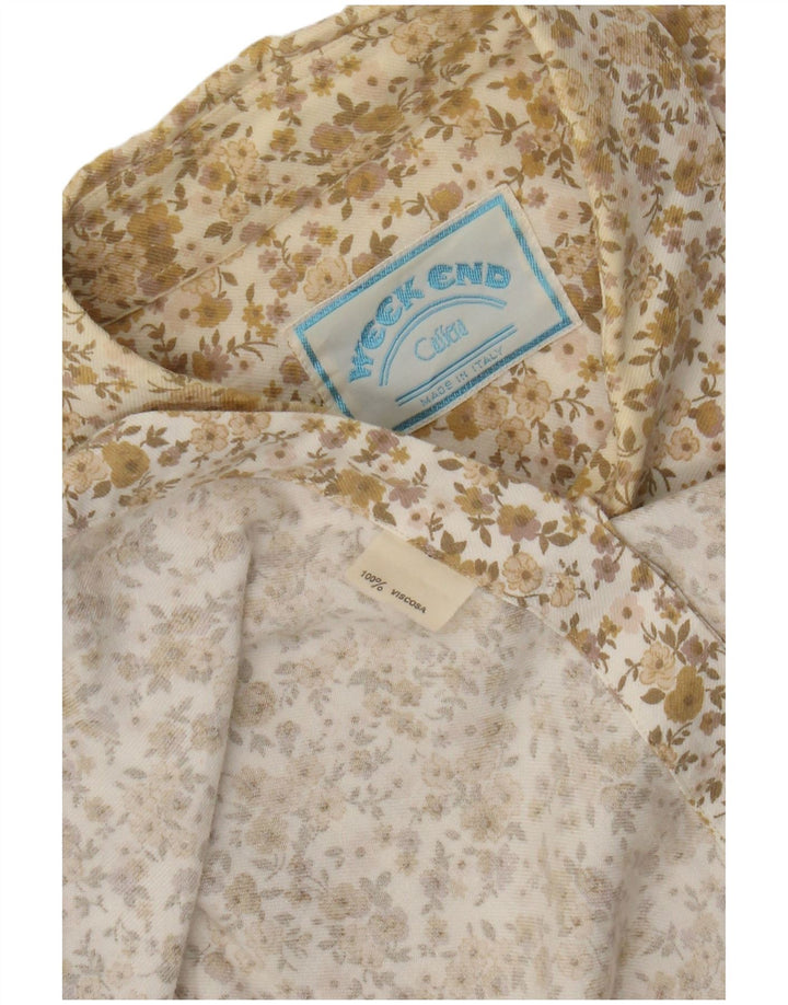 Camicia da fine settimana da uomo vintage in viscosa floreale beige grande