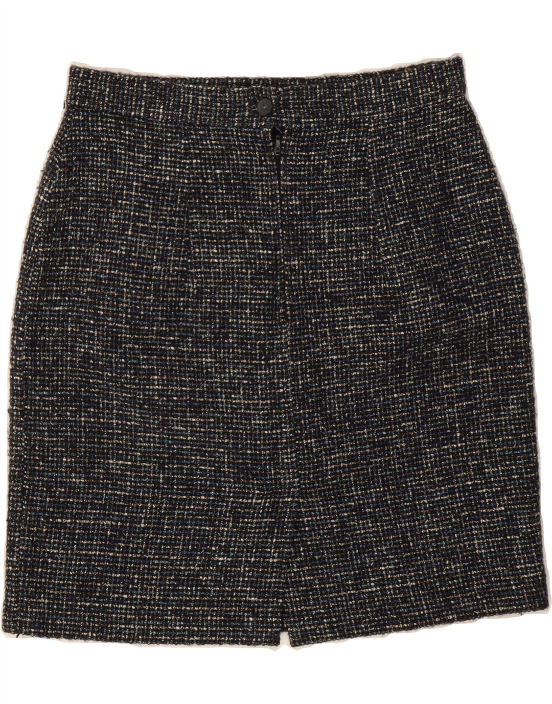 VINTAGE Womens Pencil Skirt EU 38 Medium W28  Navy Blue Flecked Wool Vintage Vintage and Second-Hand Vintage from Messina Hembry 