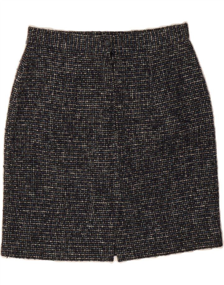 VINTAGE Womens Pencil Skirt EU 38 Medium W28  Navy Blue Flecked Wool Vintage Vintage and Second-Hand Vintage from Messina Hembry 