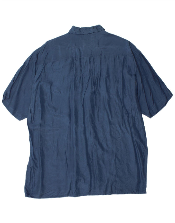 Camicia a maniche corte da uomo BRUGI Large in seta blu navy