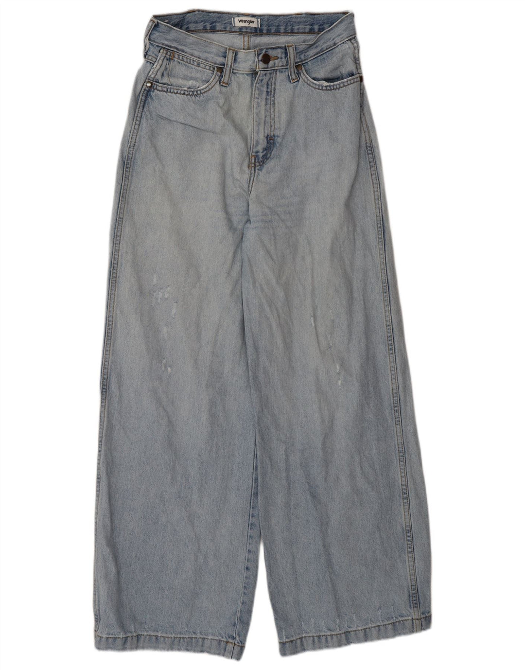 WRANGLER Mens Distressed Wide Leg Jeans W27 L29 Blue Cotton