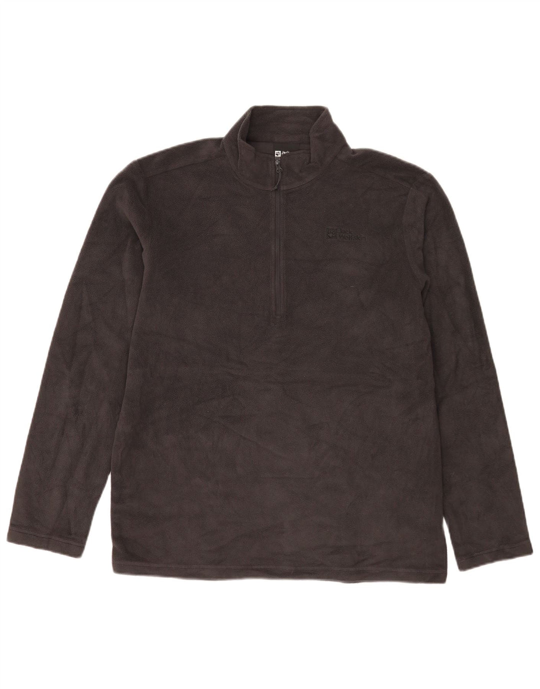 Maglione in pile da uomo con zip e collo Jack Wolfskin UK 42 grande poliestere grigio