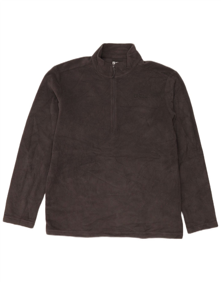 Maglione in pile da uomo con zip e collo Jack Wolfskin UK 42 grande poliestere grigio