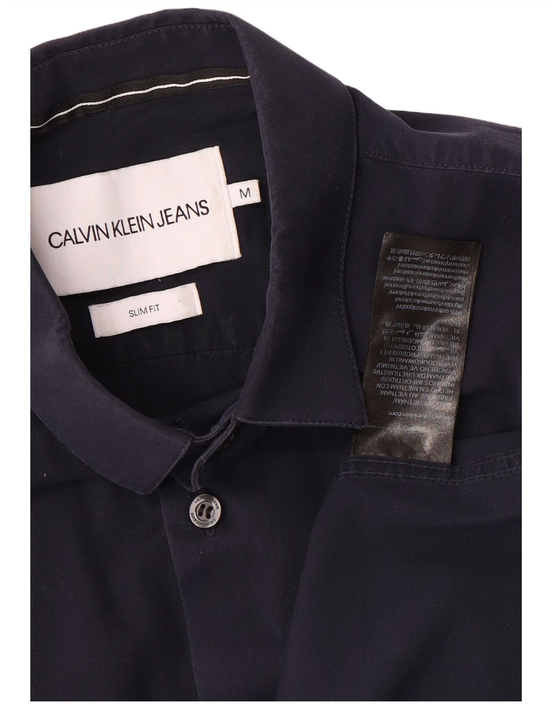 Camicia slim fit da uomo Calvin Klein Jeans in cotone blu navy medio