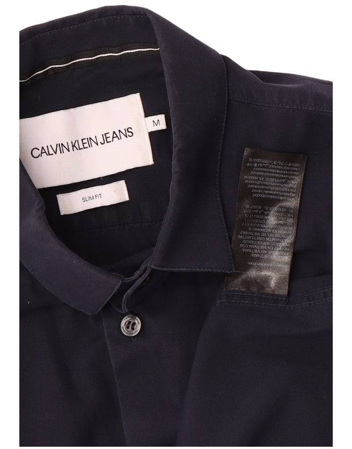 Camicia slim fit da uomo Calvin Klein Jeans in cotone blu navy medio