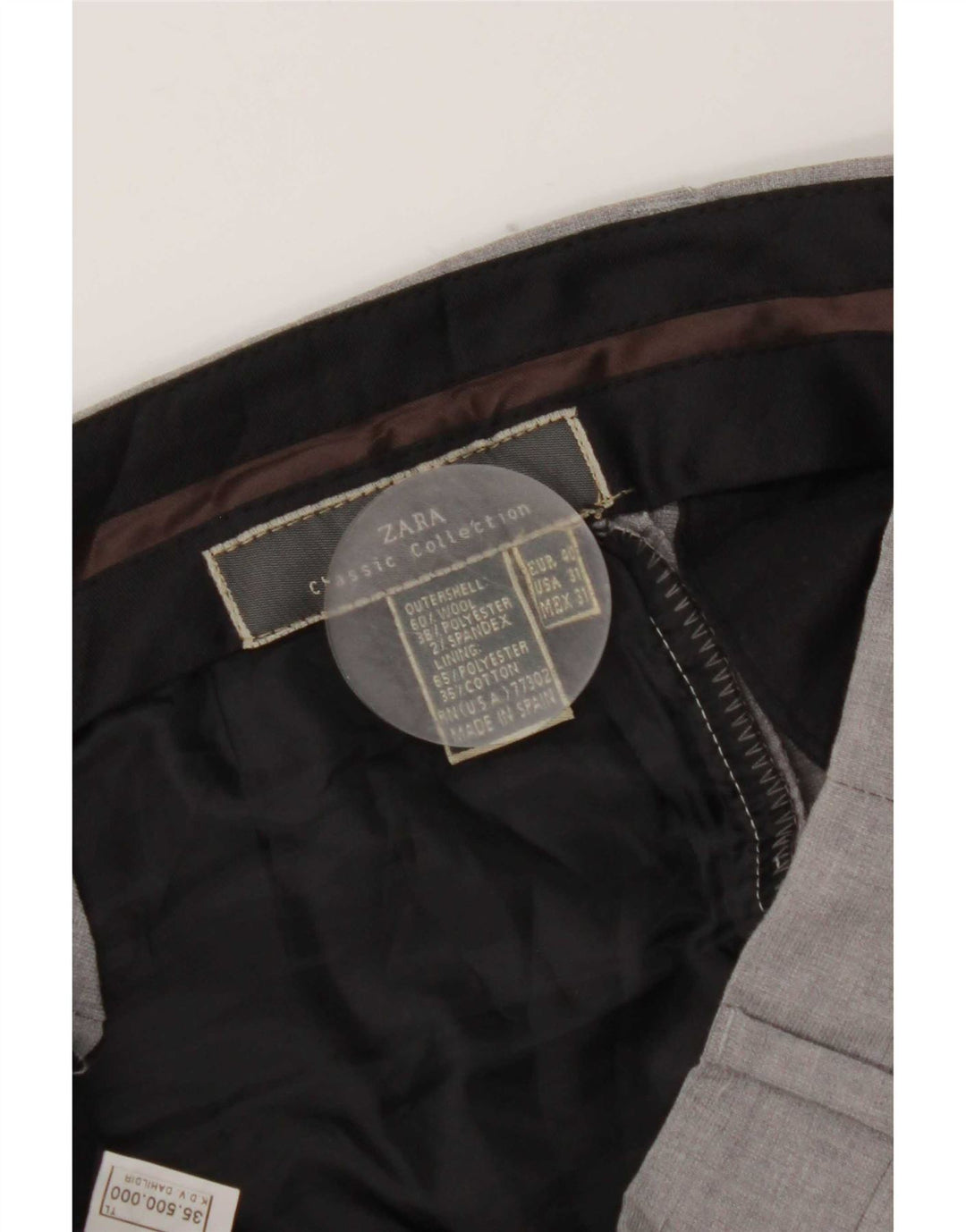 Pantaloni da abito dritti da uomo Zara EU 40 Medium W31 L31 Lana grigia