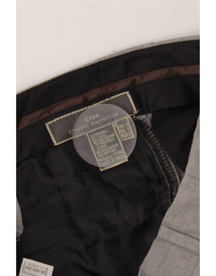 Pantaloni da abito dritti da uomo Zara EU 40 Medium W31 L31 Lana grigia