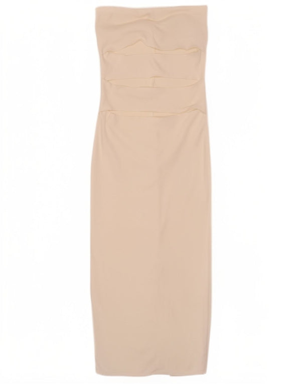 Abito senza spalline da donna Zara UK 14 Viscosa bianca media