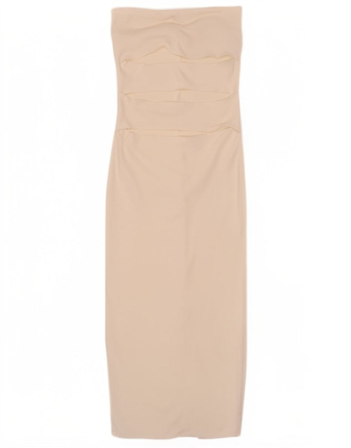 Abito senza spalline da donna Zara UK 14 Viscosa bianca media