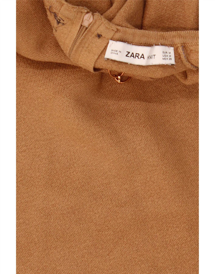 Top corto a maniche corte da donna Zara UK 12 Marrone medio