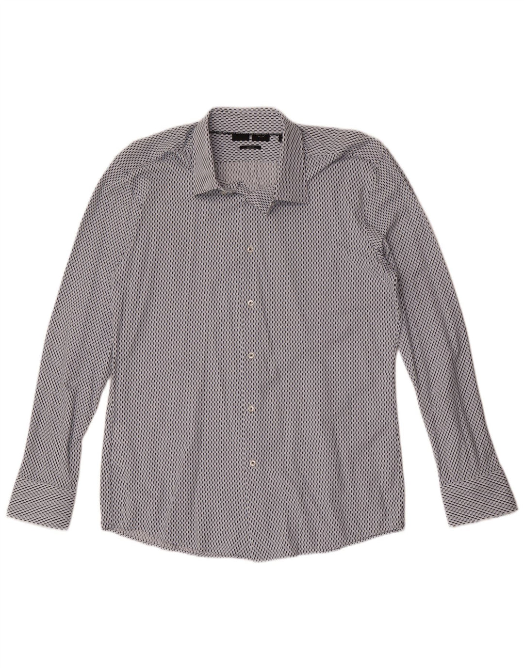 Camicia slim fit da uomo Hugo Boss taglia 41 16 grande poliammide geometrica blu