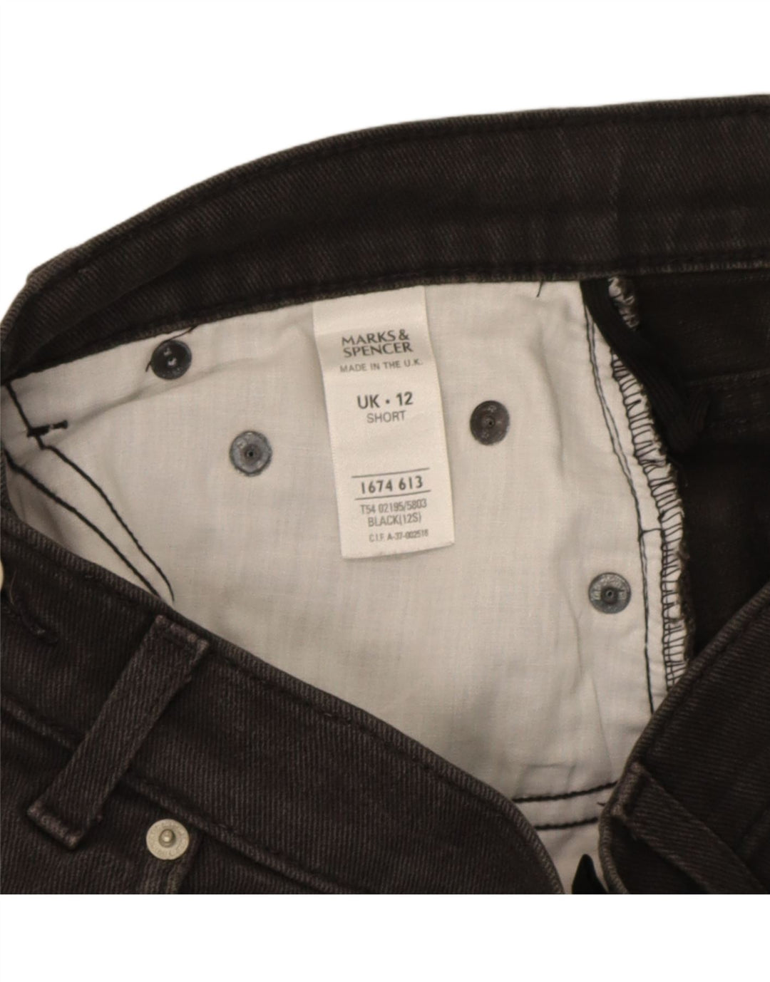 Jeans dritti corti Marks & Spencer da donna UK 12 medio W28 L25 neri