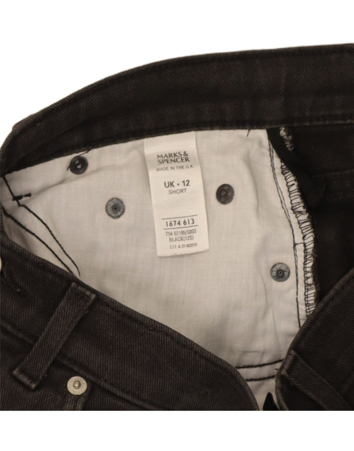 Jeans dritti corti Marks & Spencer da donna UK 12 medio W28 L25 neri