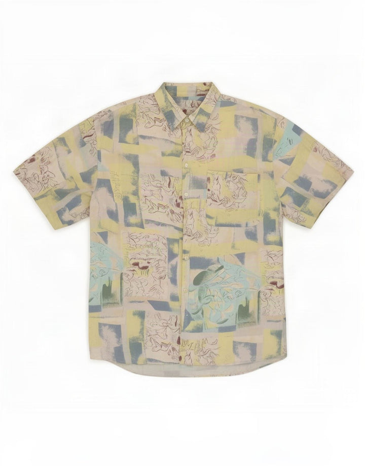 Camicia Bodoni da uomo a maniche corte taglia 39/40 Patchwork medio multicolore