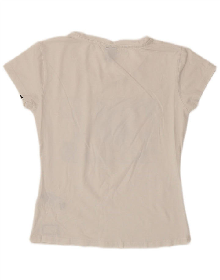 ERREA Womens Crop Graphic T-Shirt Top UK 12 Medium White Cotton