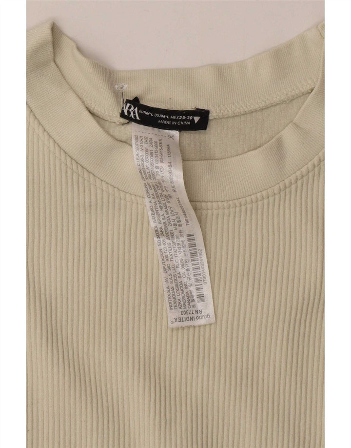 T-shirt corta da donna Zara UK 12 nylon bianco sporco medio