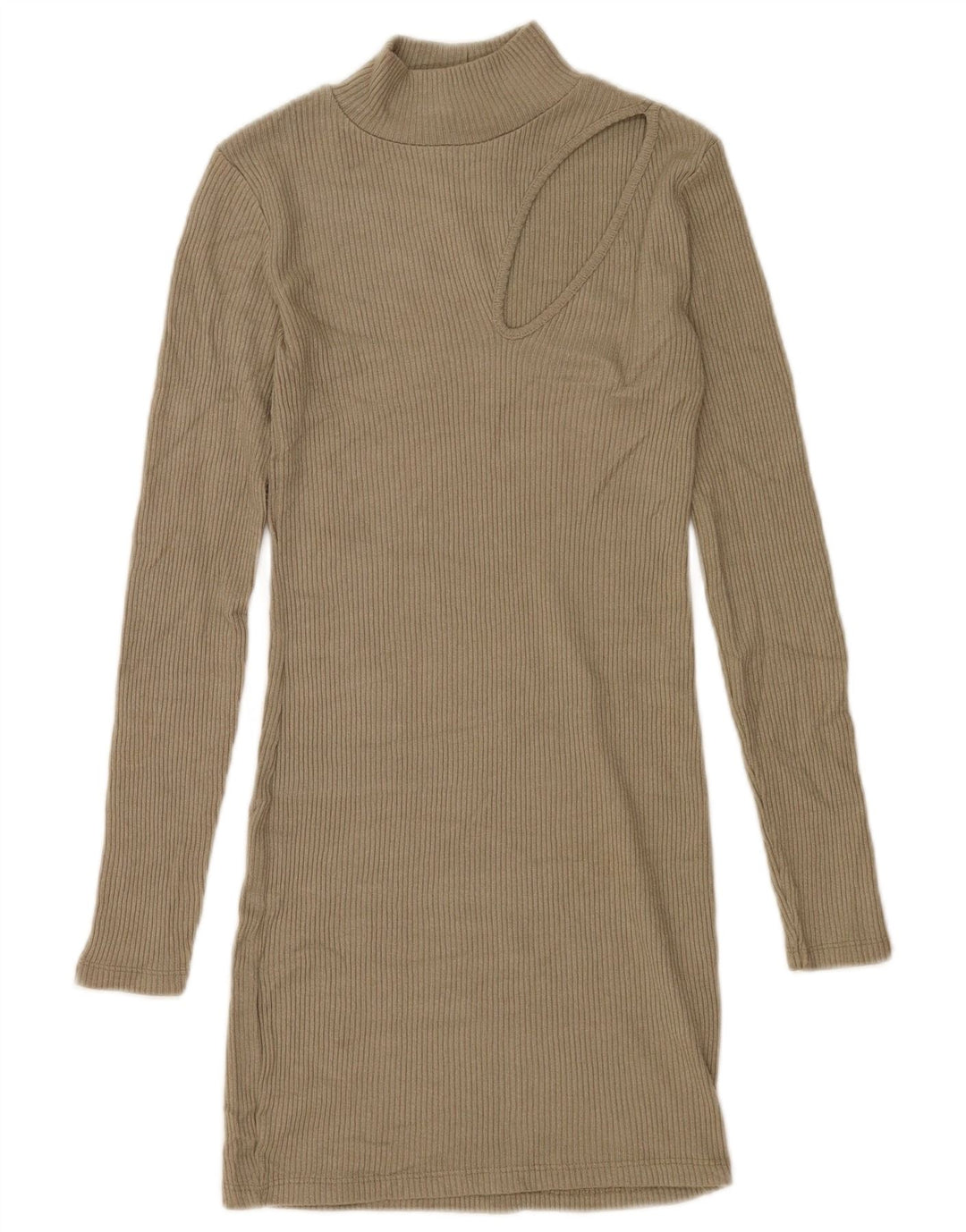 Vestito aderente a maniche lunghe da donna Zara UK 10 piccolo poliestere kaki