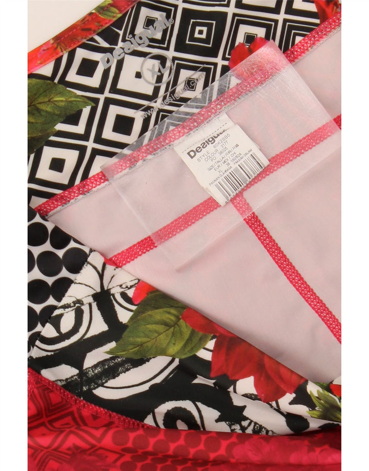 DESIGUAL Womens Capri Leggings UK 18 XL  Red Floral Polyester Vintage Desigual and Second-Hand Desigual from Messina Hembry 