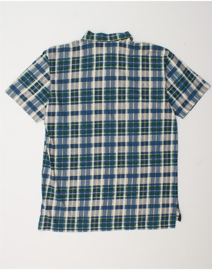 Camicia pullover a maniche corte da uomo Dockers in cotone a quadri blu medio