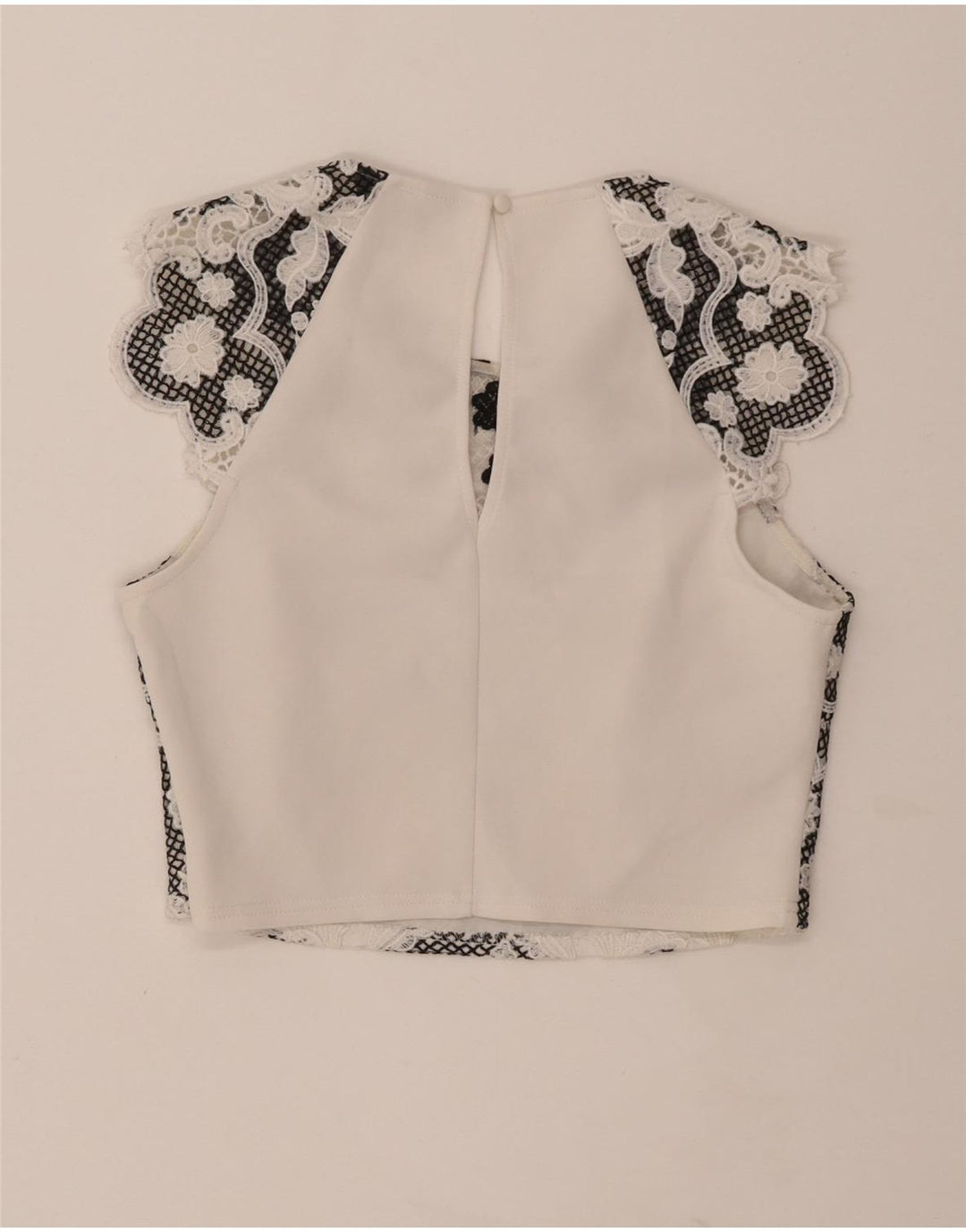 LIPSY Womens Crop Blouse Top UK 12 Medium  White Floral