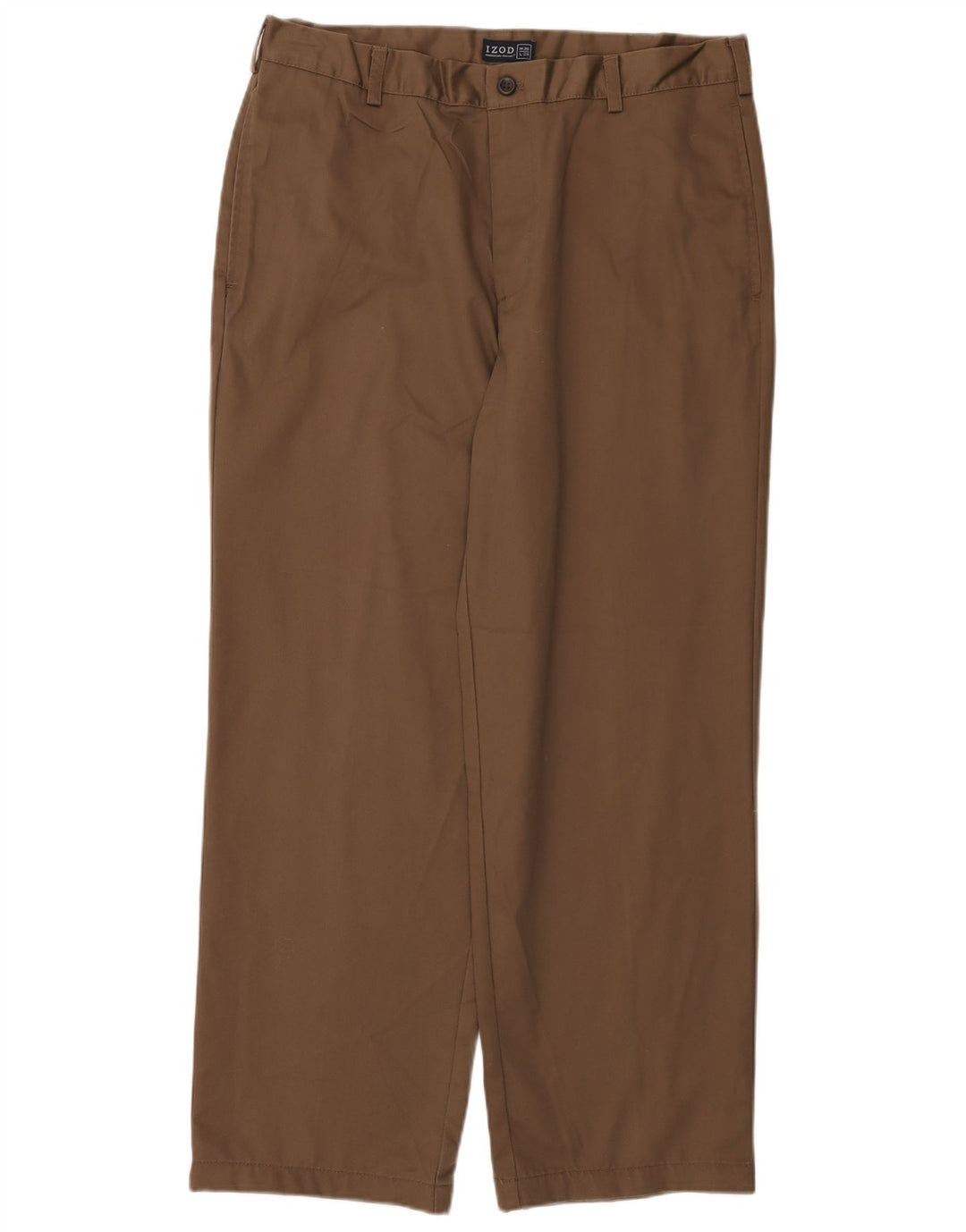 IZOD Mens Straight Chino Trousers W36 L29 Beige Cotton