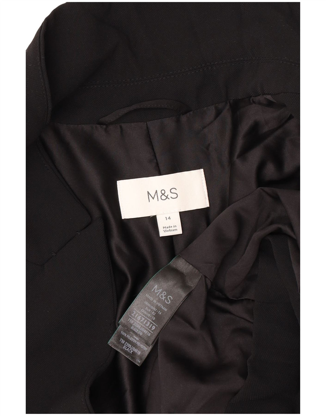 Giacca blazer aperta da donna Marks & Spencer UK 14 grande poliestere nero