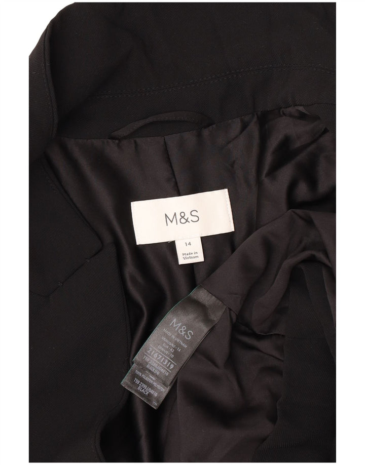 Giacca blazer aperta da donna Marks & Spencer UK 14 grande poliestere nero