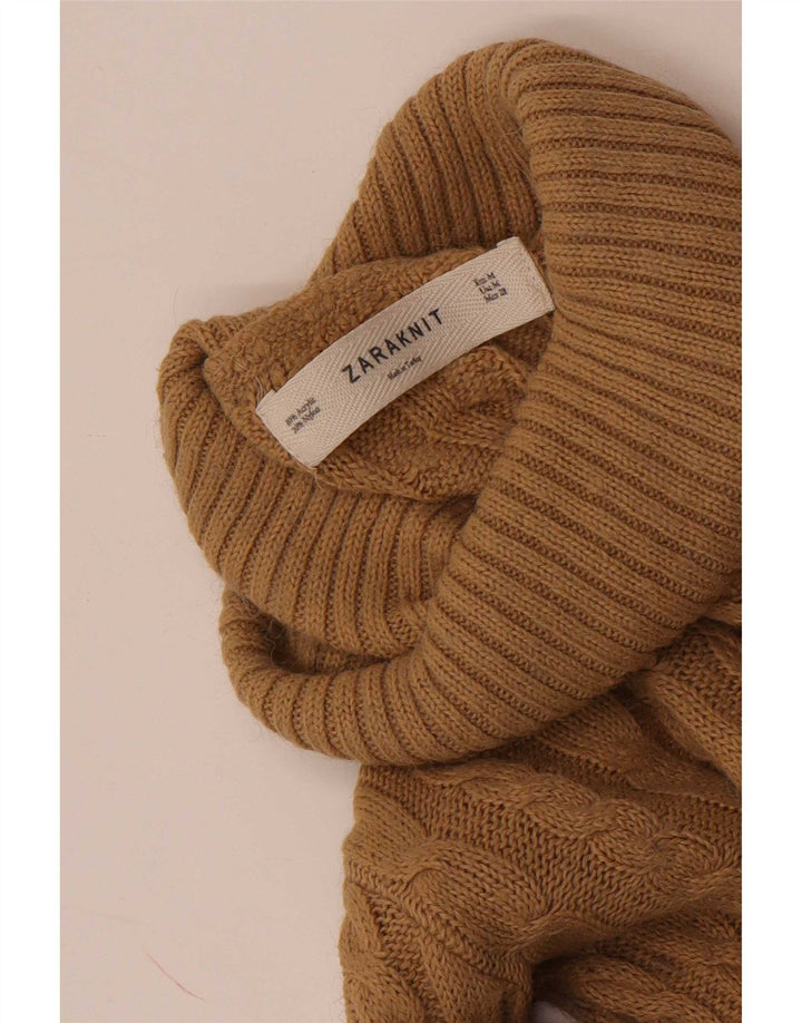 Maglione maglione a collo alto da donna Zara UK 12 Acrilico marrone medio