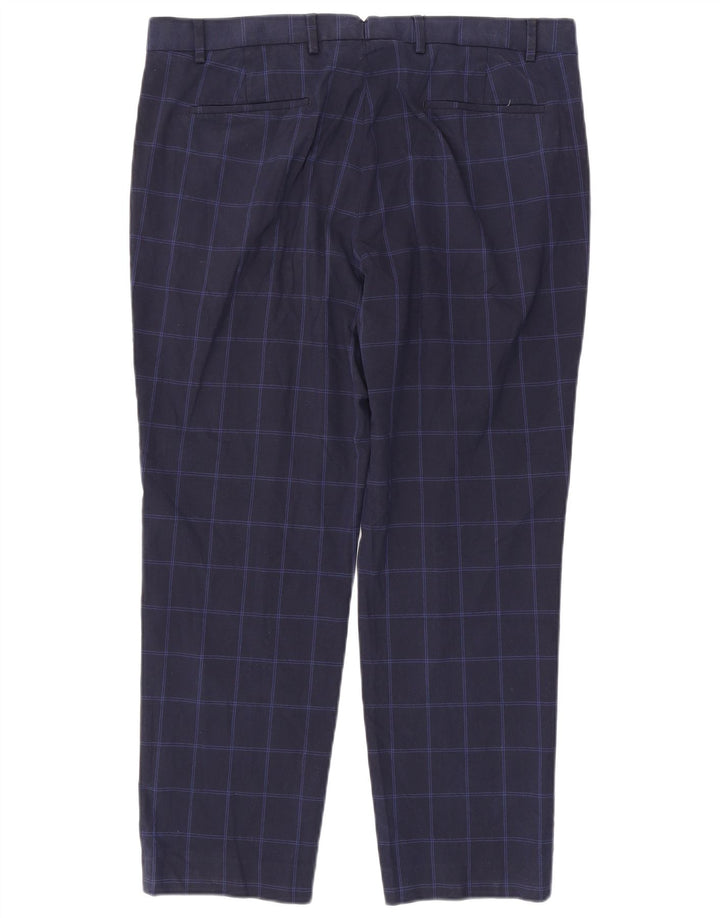 Pantaloni da abito vestibilità regolare Marks & Spencer da uomo W38 L29 blu navy a quadri