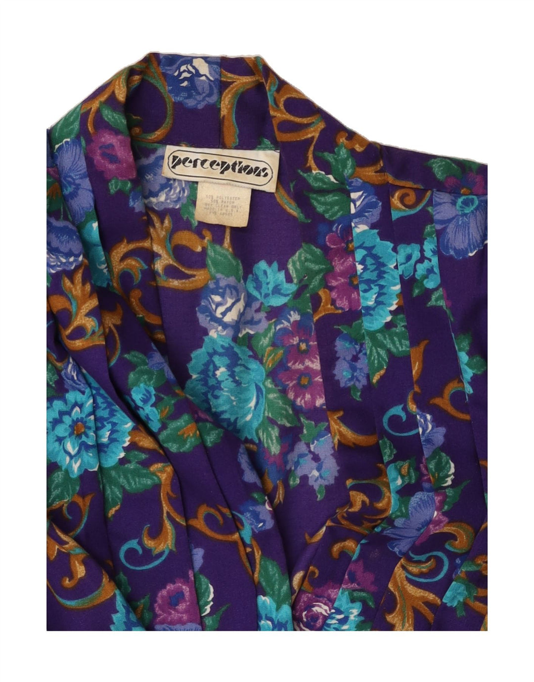 PERCEPTIONS Womens Bodycon Dress UK 14 Large Purple Floral Polyester Vintage Perceptions and Second-Hand Perceptions from Messina Hembry 